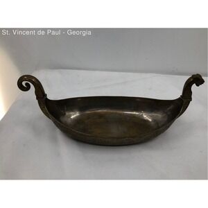 Vintage Mid Century Modern Brass Viking Boat Bowl 16" Long X 6" Wide Great Cond.